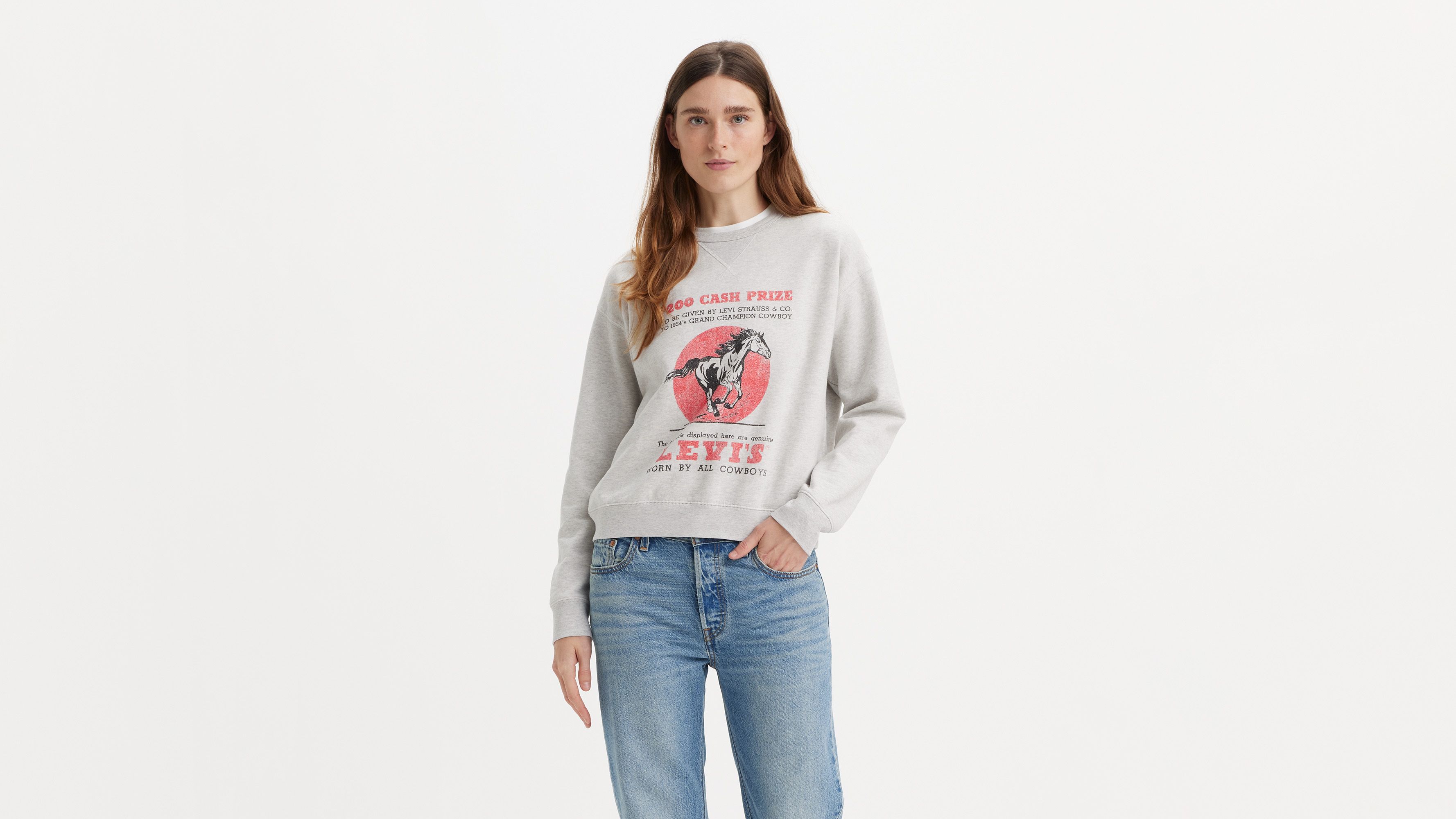 Sweat-shirt à col rond graphique signature - Crew Cash Prize Orbit Heather Gray - Gris