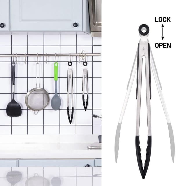 9 tommer+12 tommer køkkenkogetang til salat/pasta/grill/grill