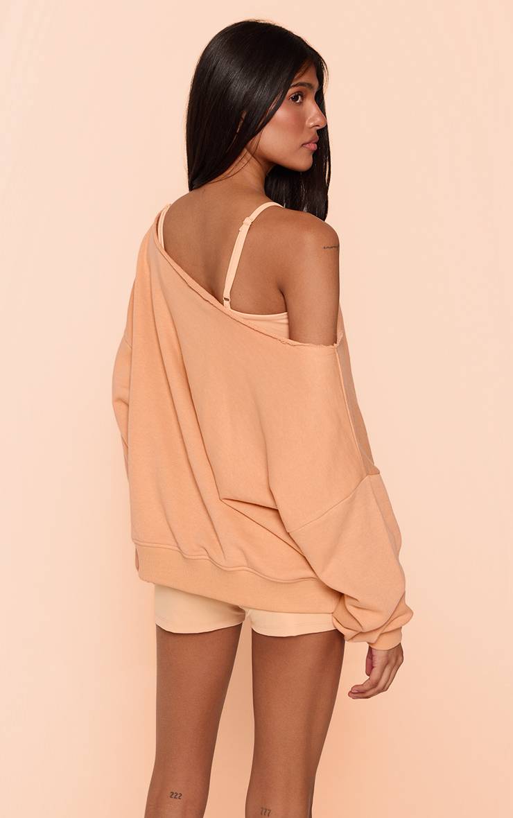 Pêche Sweat-shirt Oversize Épaules Dénudées
