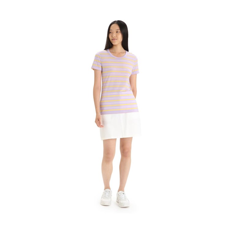 Icebreaker Wave Stripe SS Tee Women Purple Gaze/Summer