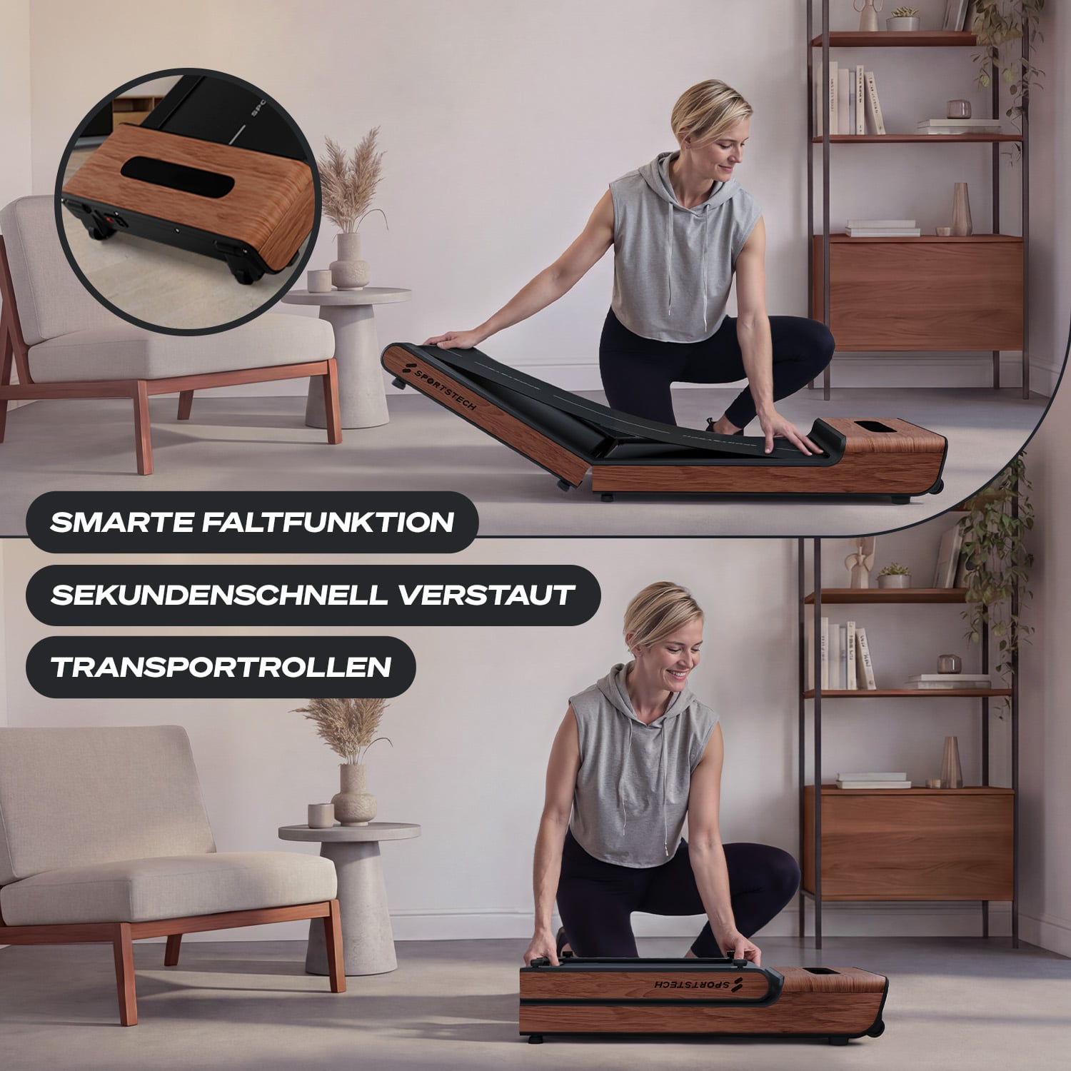 WoodPad Pro Laufband dunkelbraun