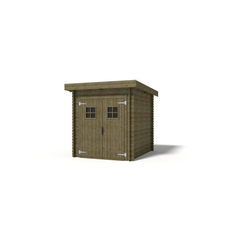 Abri de jardin en bois - 4,92m2 - 2x2,46m - traité - ep. 19mm - couleur: vert