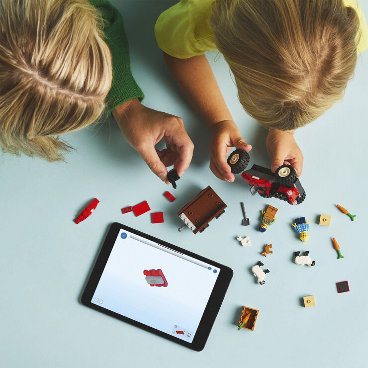 Lego Rød traktor med anhænger og får