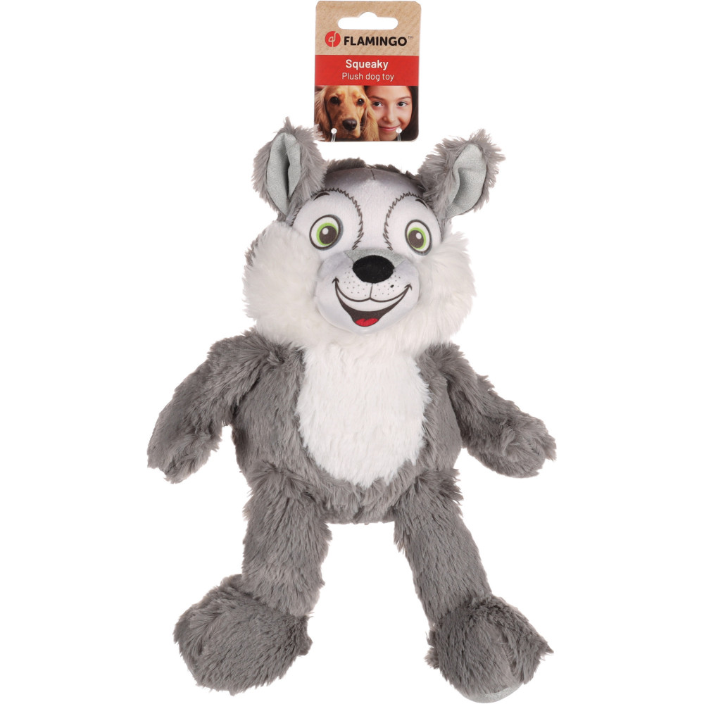 Jouet renard gris 32 cm pour chien