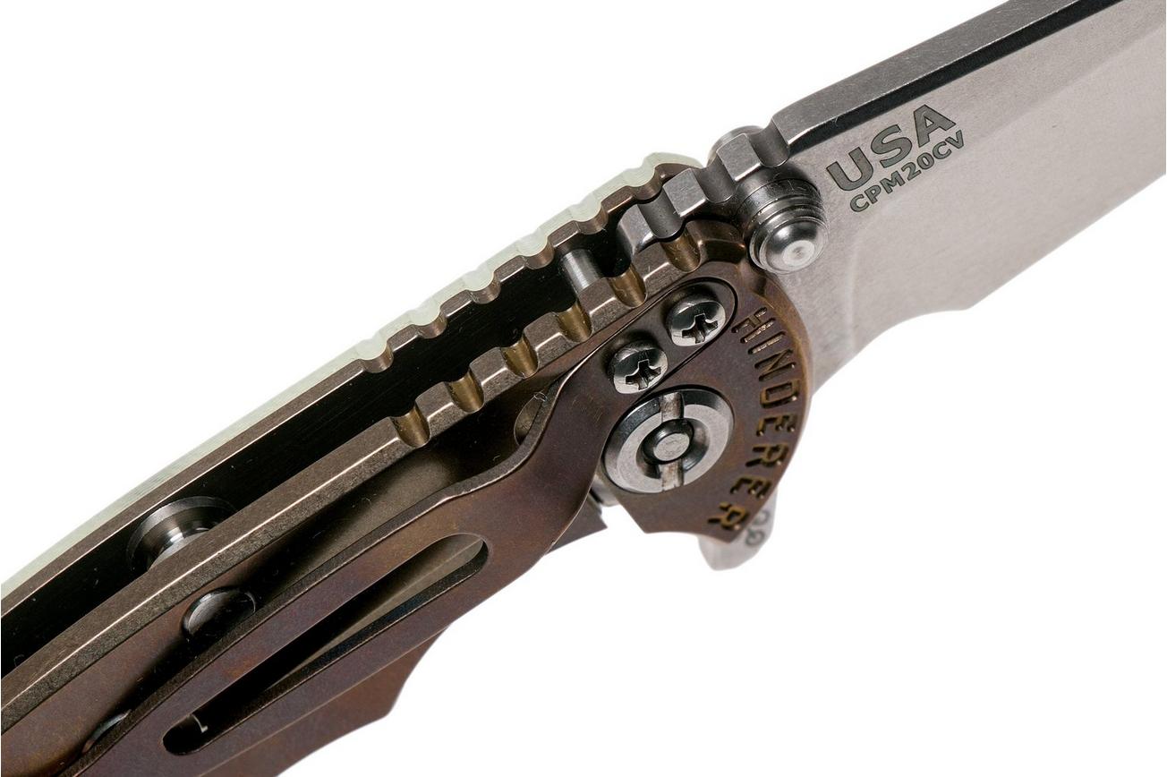 Rick Hinderer XM18 3” Wharncliffe CPM 20CV Stonewash, Bronze, Translucent G10, zakmes