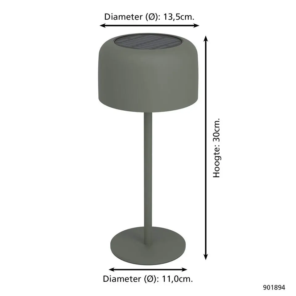 EGLO Roccanova Tafellamp - Solar - 30 cm - Groen - Oplaadbaar