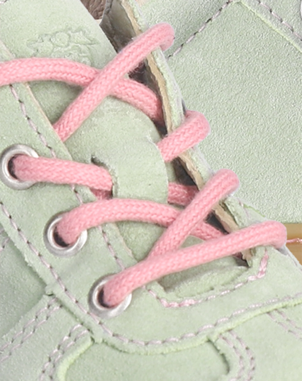 Schnür-Lauflernschuhe SAMI VELOUR in avocado/rosa