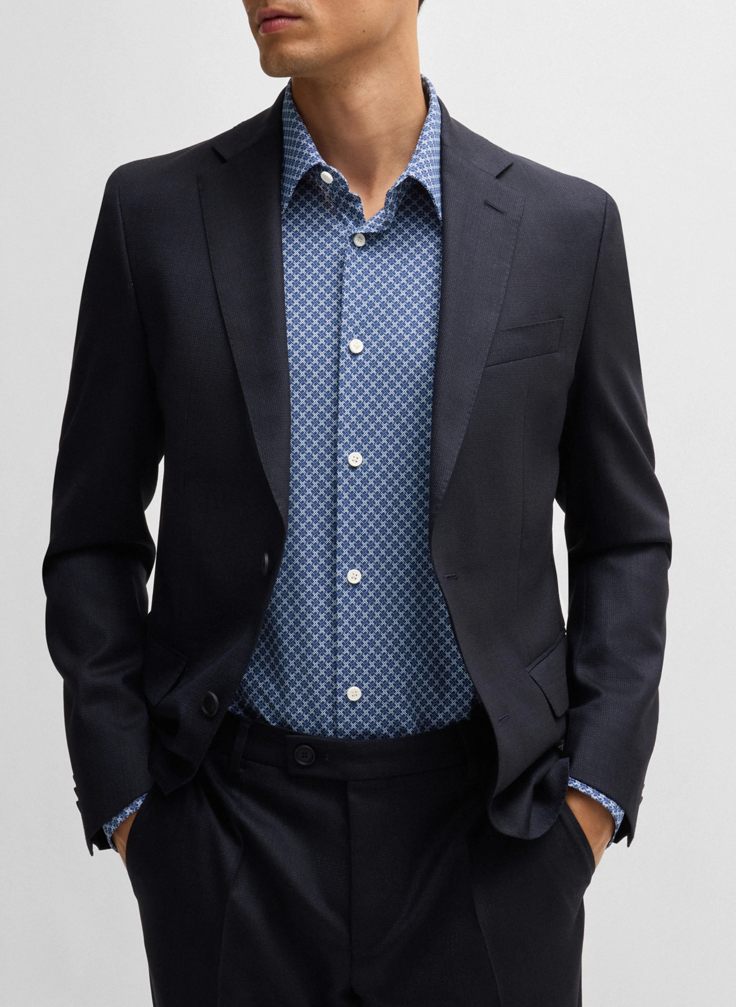 Chemise col classique imprimée | Bleu