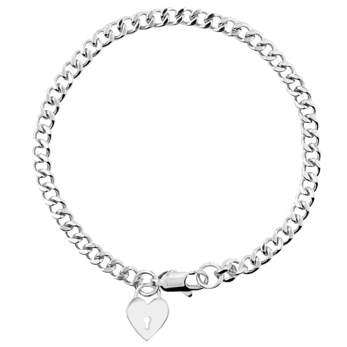 Bracelet cœur - Laiton plaqué argent 10 microns