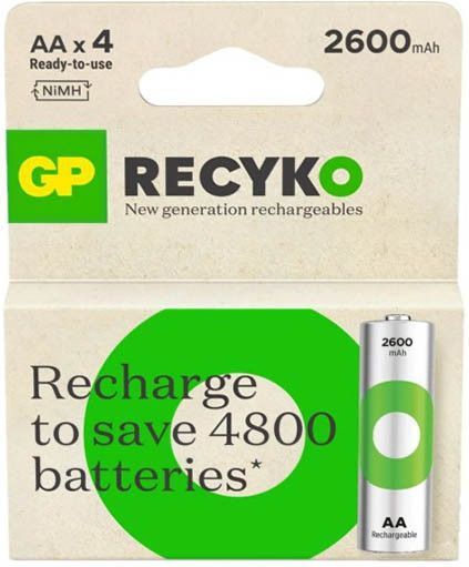 GP - 2600 ReCyko - Oplaadbare Batterij - 4 Stuks - 1,2 Volt - 2600 mAh