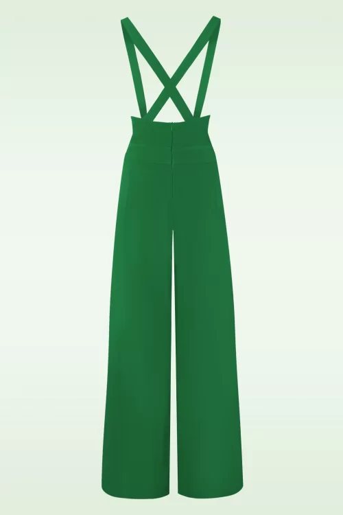 Vixen Wide leg suspender pantalon in klaver groen