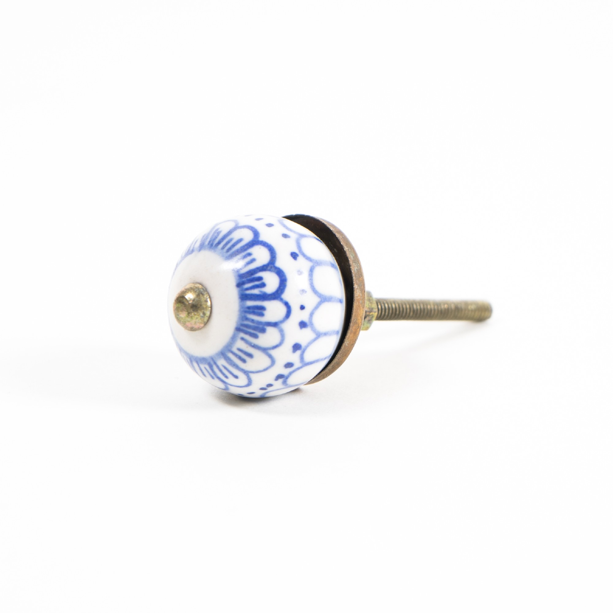 Keramik Möbelknopf rund, handglasiert, blau/weiß, Ø 2,5 cm günstig bestellen
