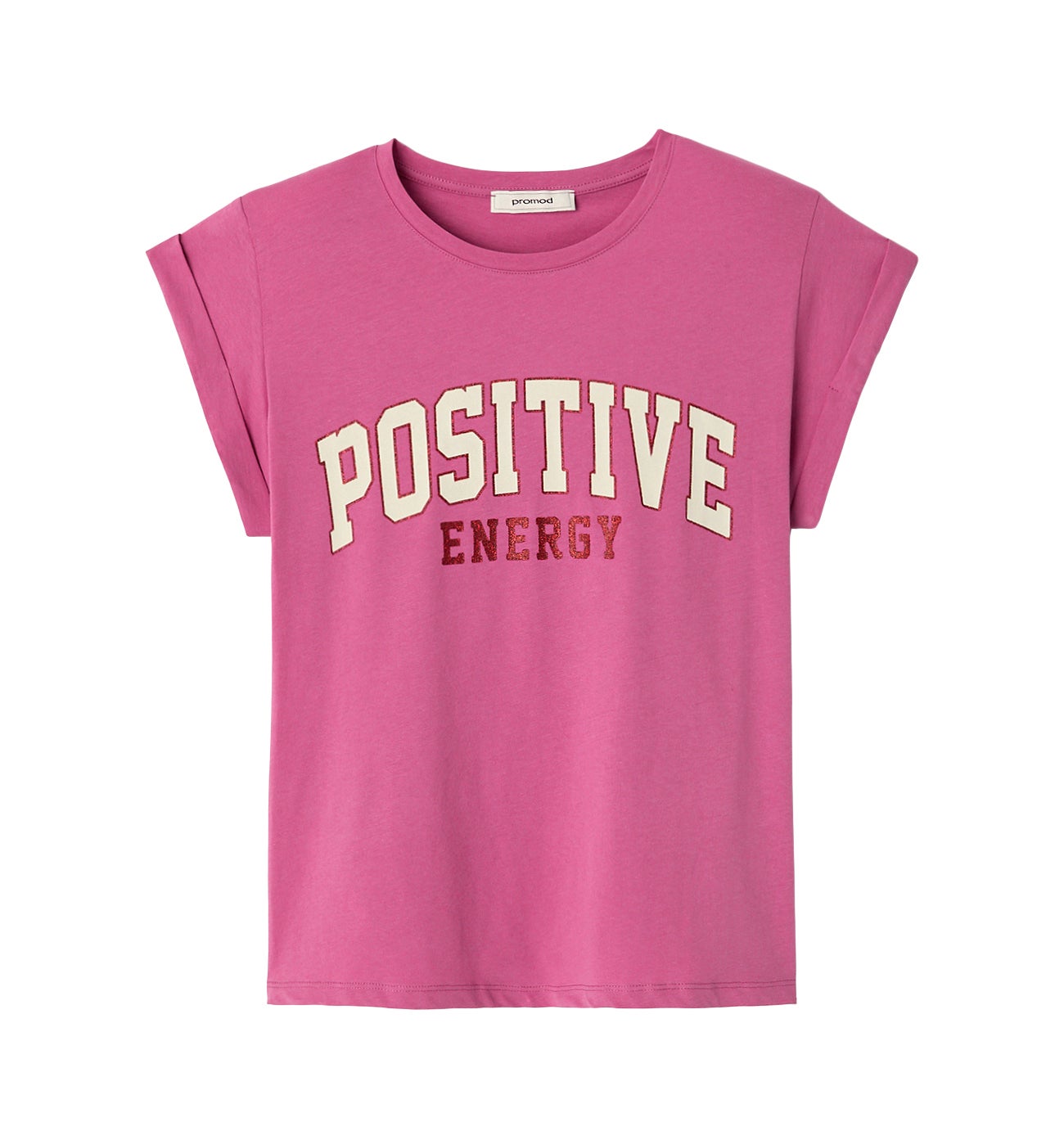 T-shirt à message paillettes - Imprimé rose