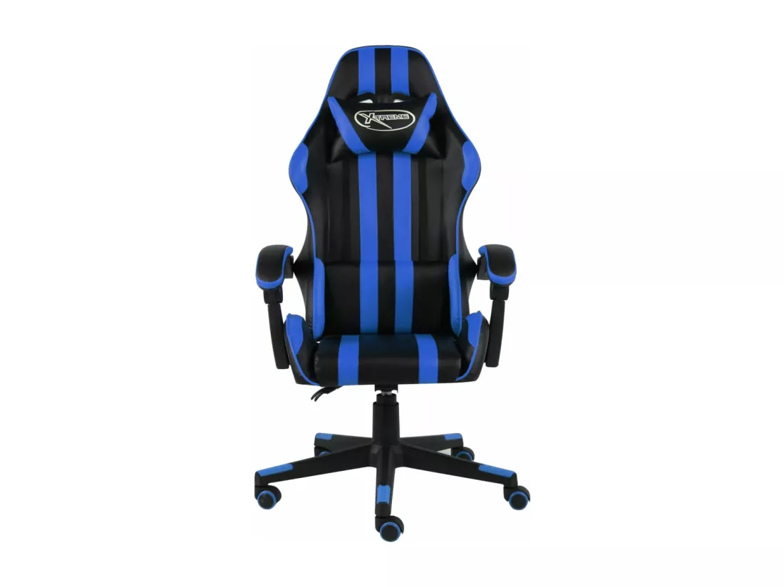 Fauteuil de jeux vidéo Noir et bleu Similicuir