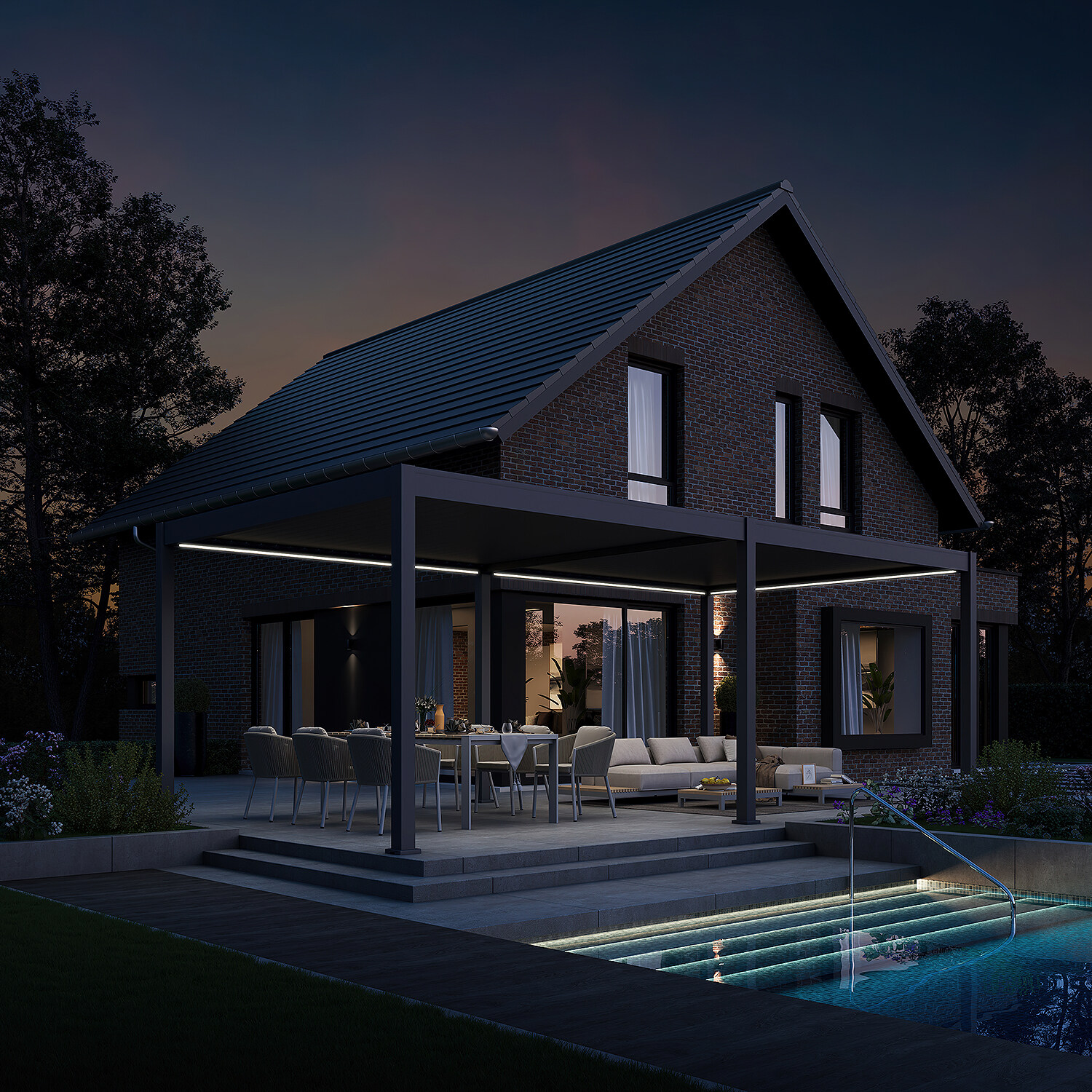 Orion Premium 360x530cm elektrische LED overkapping - antraciet