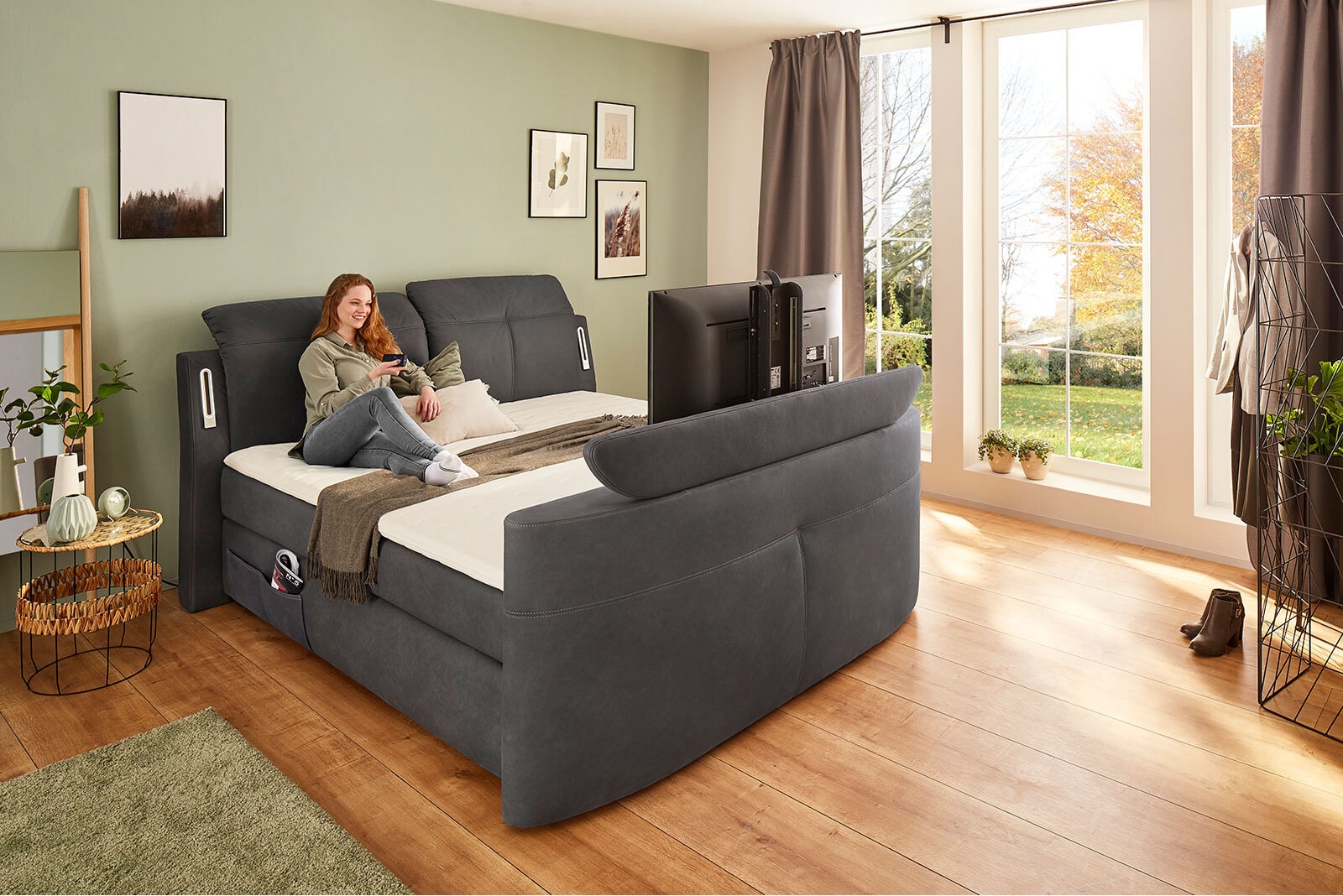 Boxspringbett Movie-Star Mix, ca. 180 x 200 cm, Dunkelgrau