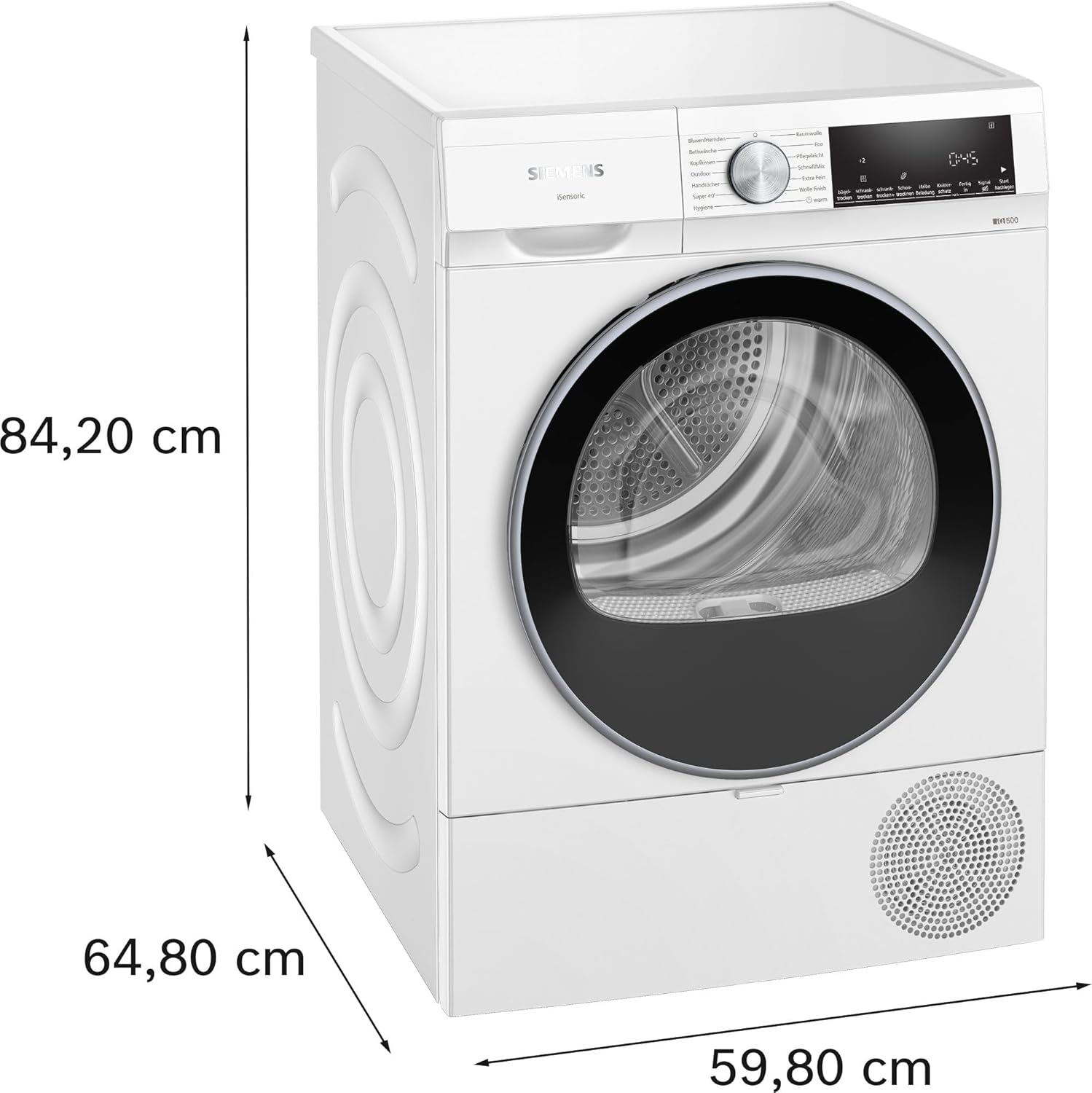 Siemens WQ43G2D0EM, iQ500, Smarter Wärmepumpentrockner 9 kg, autoDry, speedPack, Reversierende Trommel, Nachlegefunktion, halbe Beladung, Trommelinnenbeleuchtung, Weiß