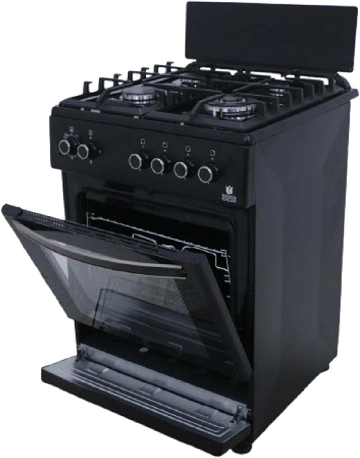 Gasline, Gas Standherd SHGG6060KGGB 60cm, Gasbackofen mit Thermostat, Grill, Umluft, WOK, Schwarz, Erdgas, LPG