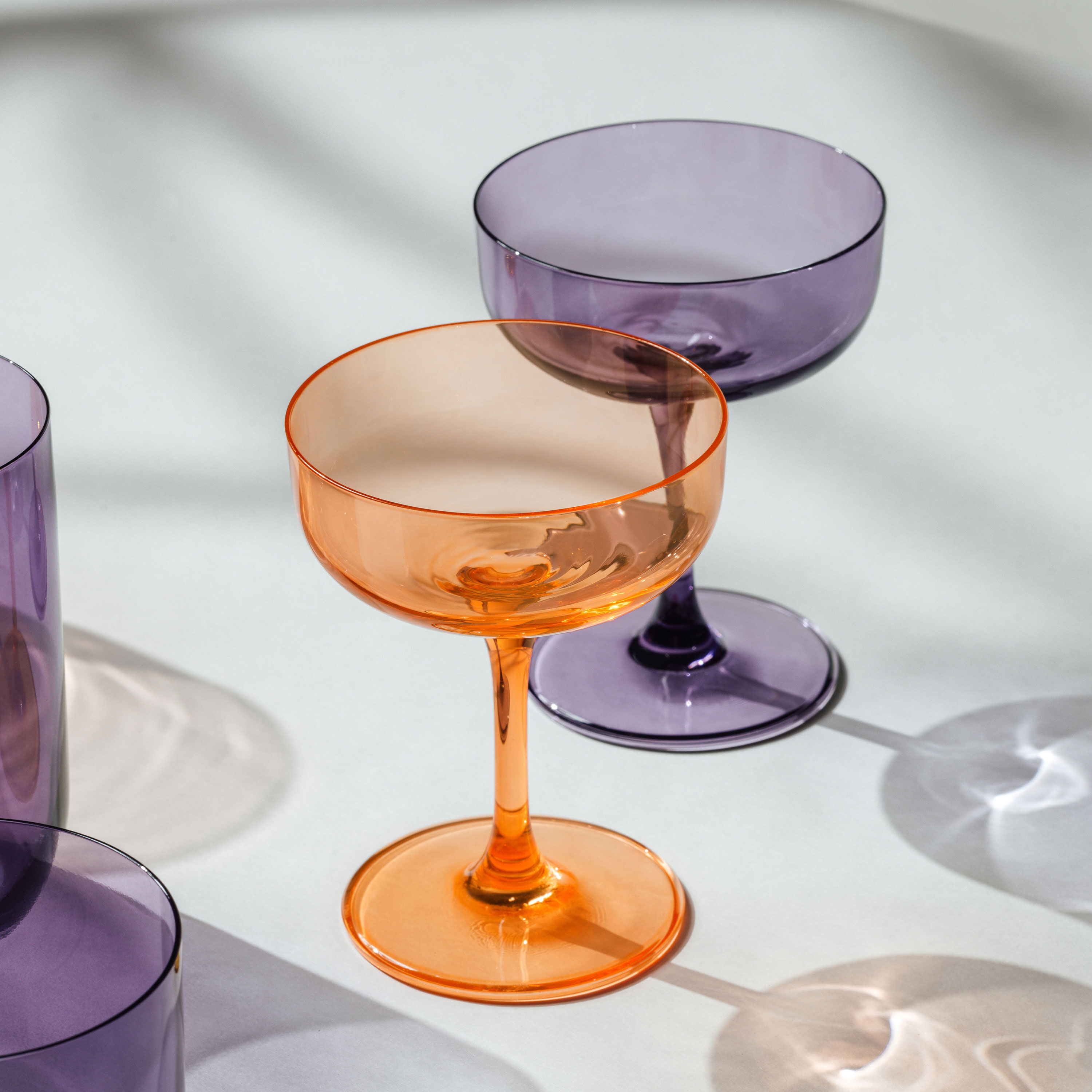 Like Glass Champagne coupe glass Purple, 4.1 oz, crystal glass