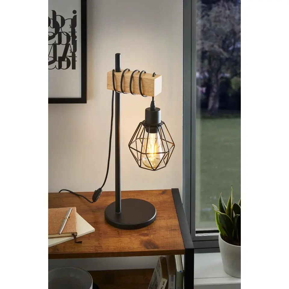 EGLO Townshend 5 Tafellamp - E27 - 50 cm - Zwart, Bruin