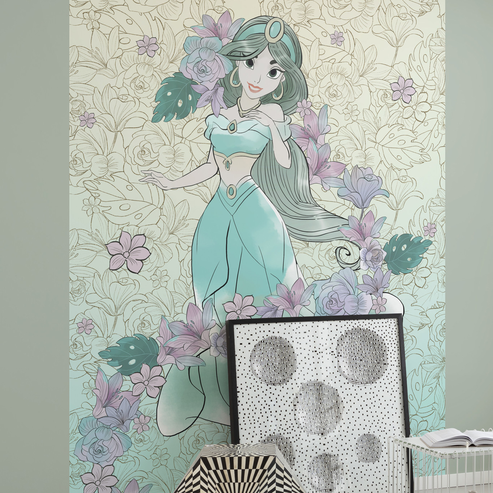 Vlies-Fototapete JASMIN PALE FLOWERS - blau-lila - 200x280 cm