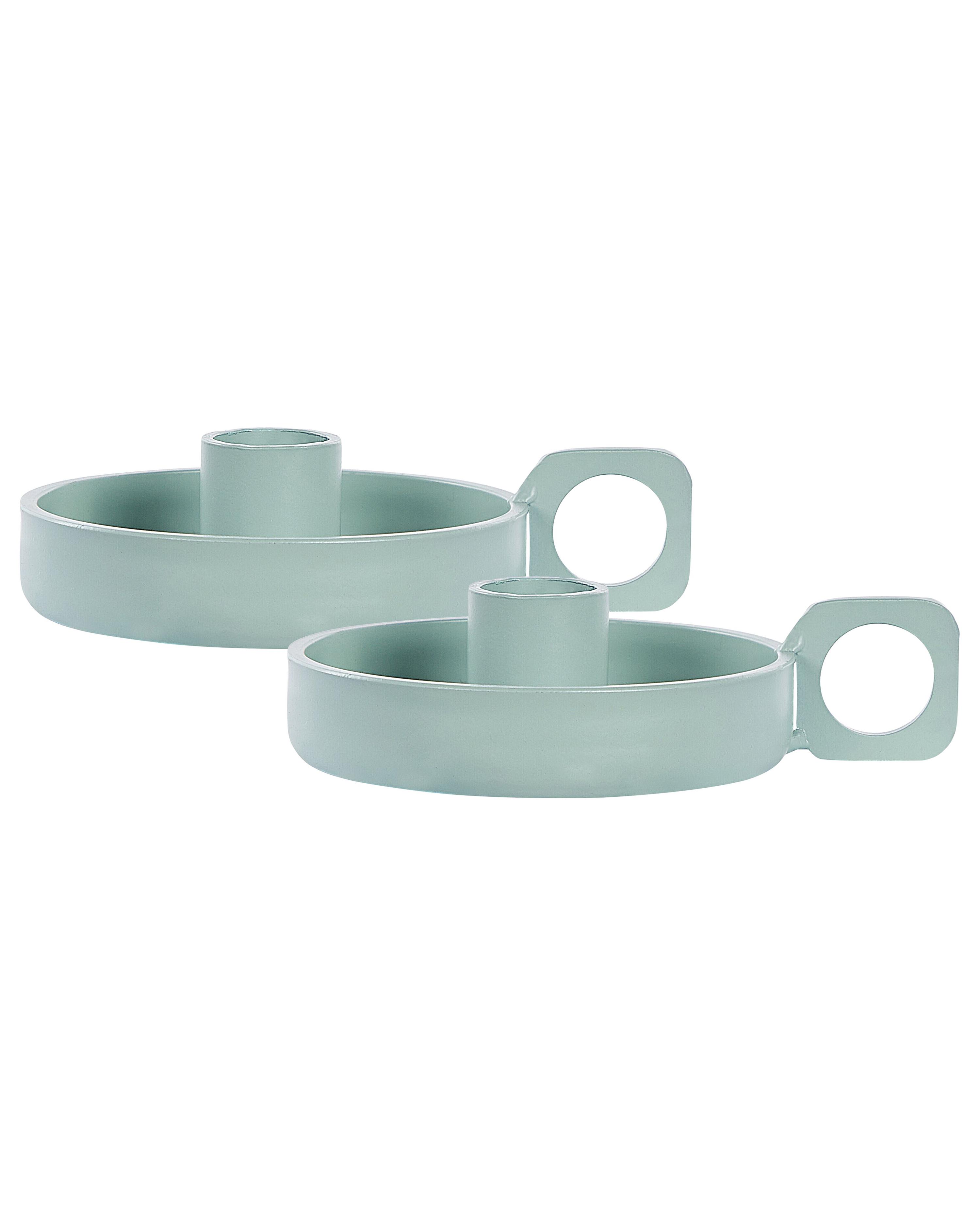 Set van 2 kaarshouders CHORIO Metaal 4 cm Mintgroen