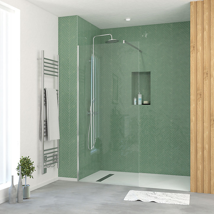 Paroi de douche à l'italienne H.195 x l.90 cm, ép. 5 mm, profilé chrome, Galedo Essentiel