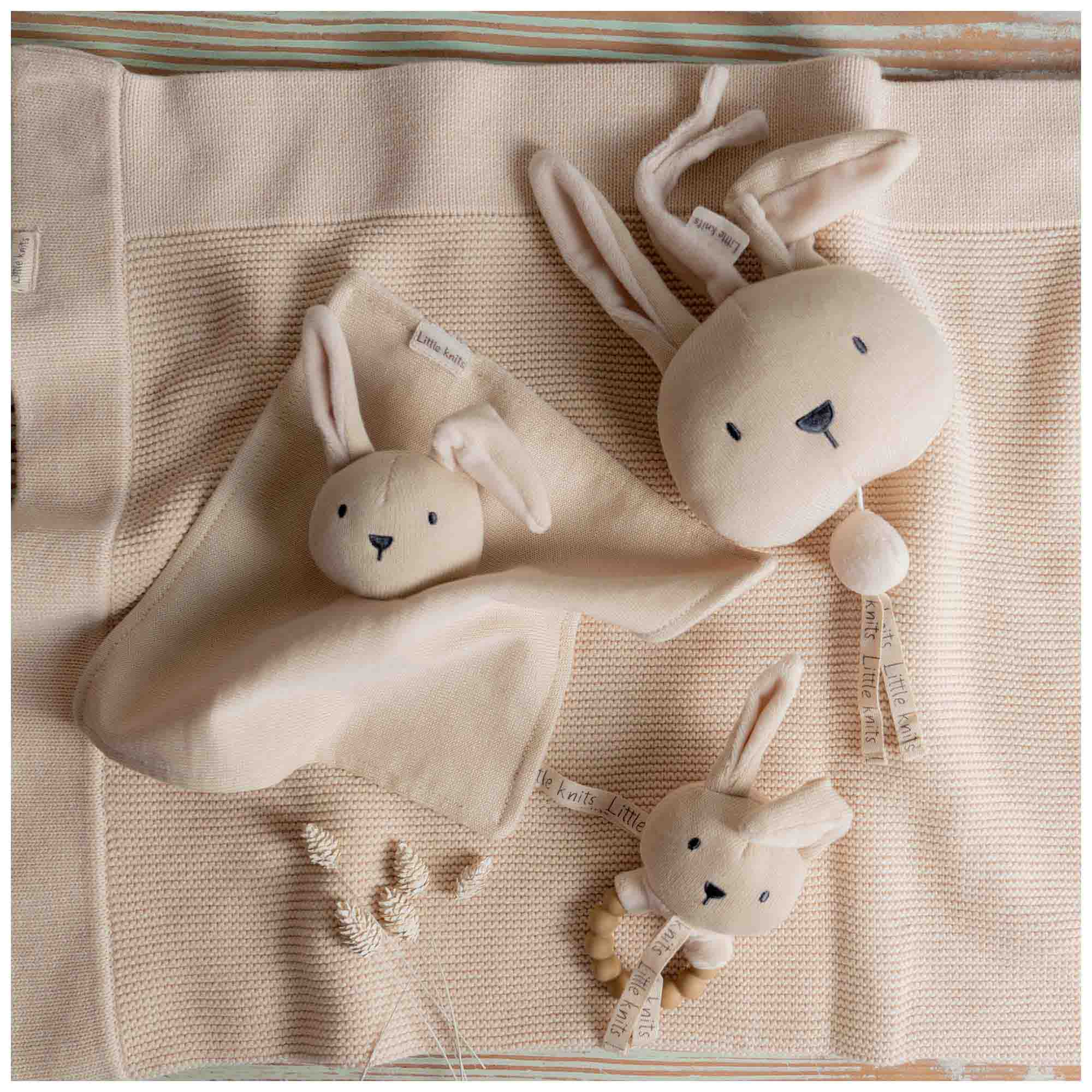 Prénatal knuffeldoekje Little Knits wit