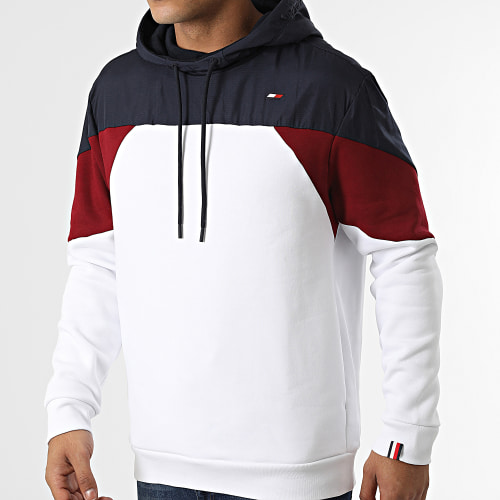 Sweat Capuche Seasonal 7547 Blanc Bleu Marine Bordeaux