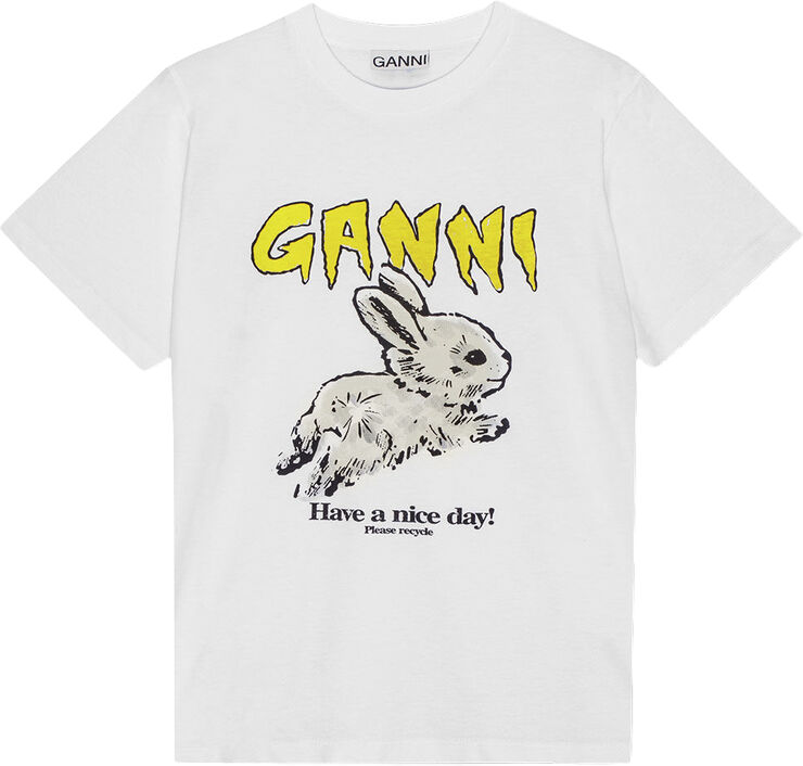 Ganni Basic Jersey Bunny Relaxed T-shirt Bright white