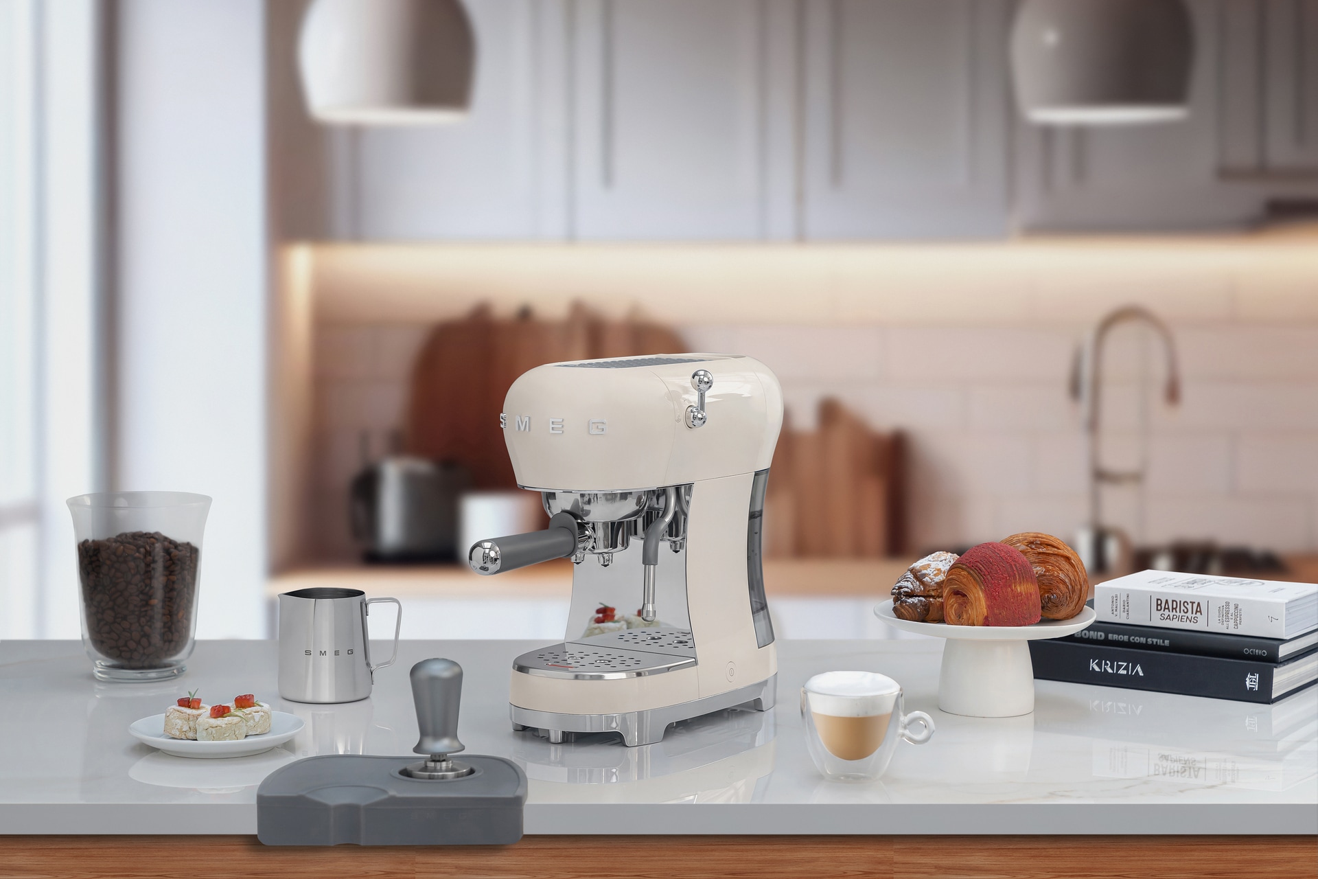 SMEG Espresso-Kaffeemaschine Creme 50´'s Style