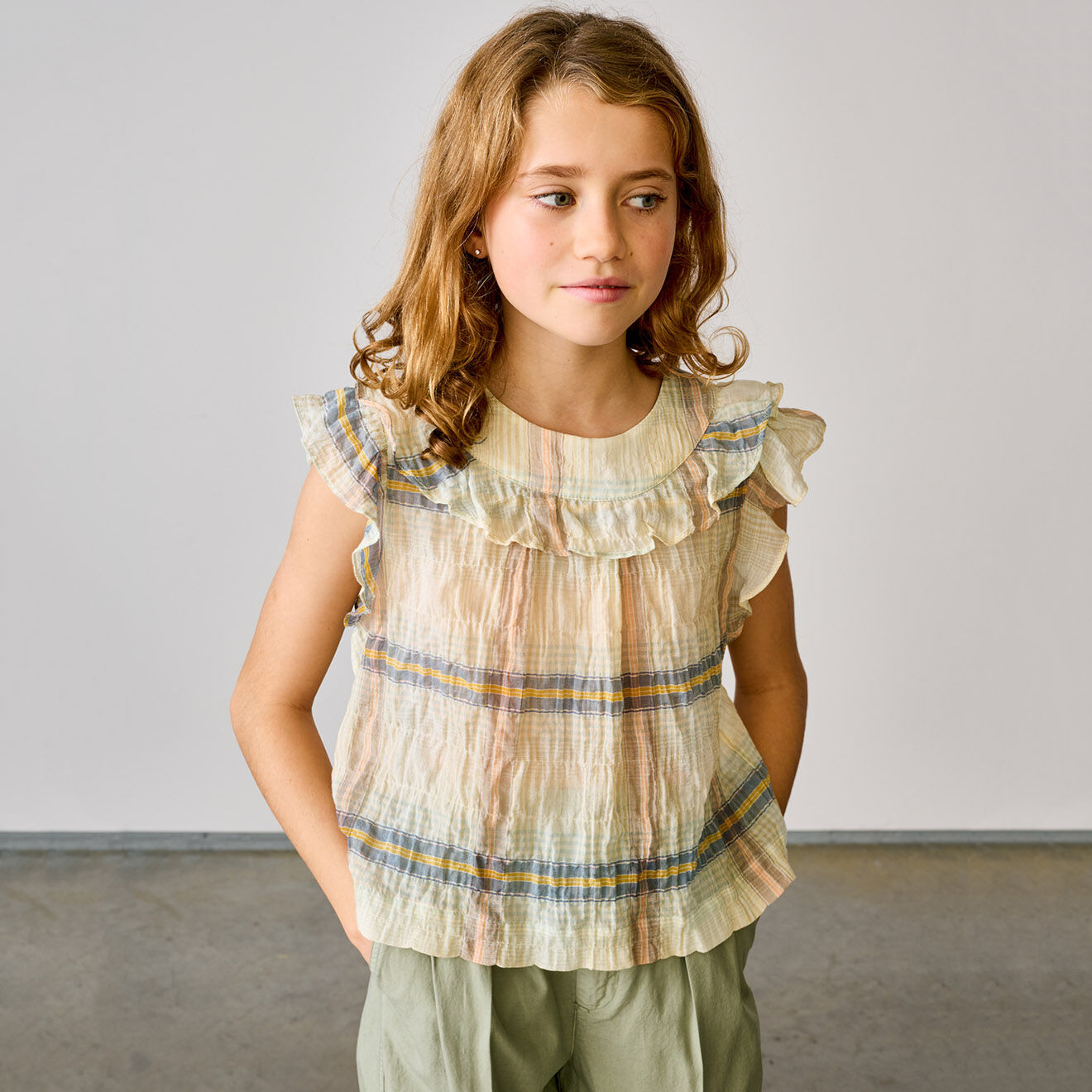 Bellerose Blouse en Coton léger Palms à carreaux beige