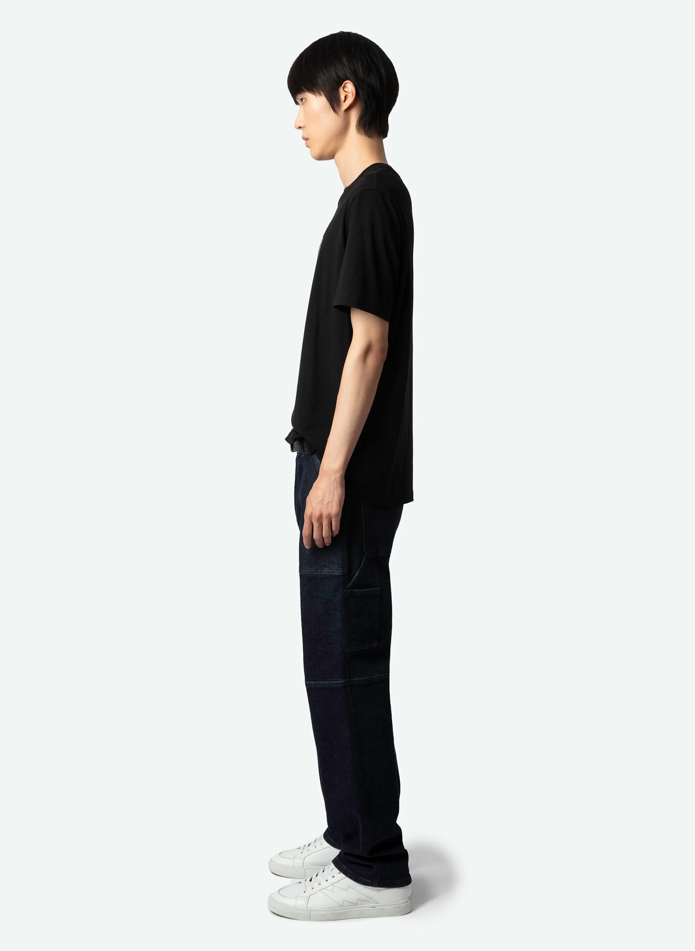 TED - Tee-shirt col rond droit en coton bio imprimé | Noir