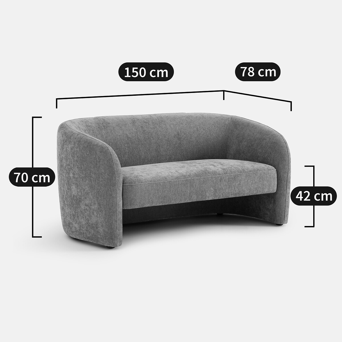 LA REDOUTE INTERIEURS<br>Sofá de 2 lugares em chenille fino, LANDINE