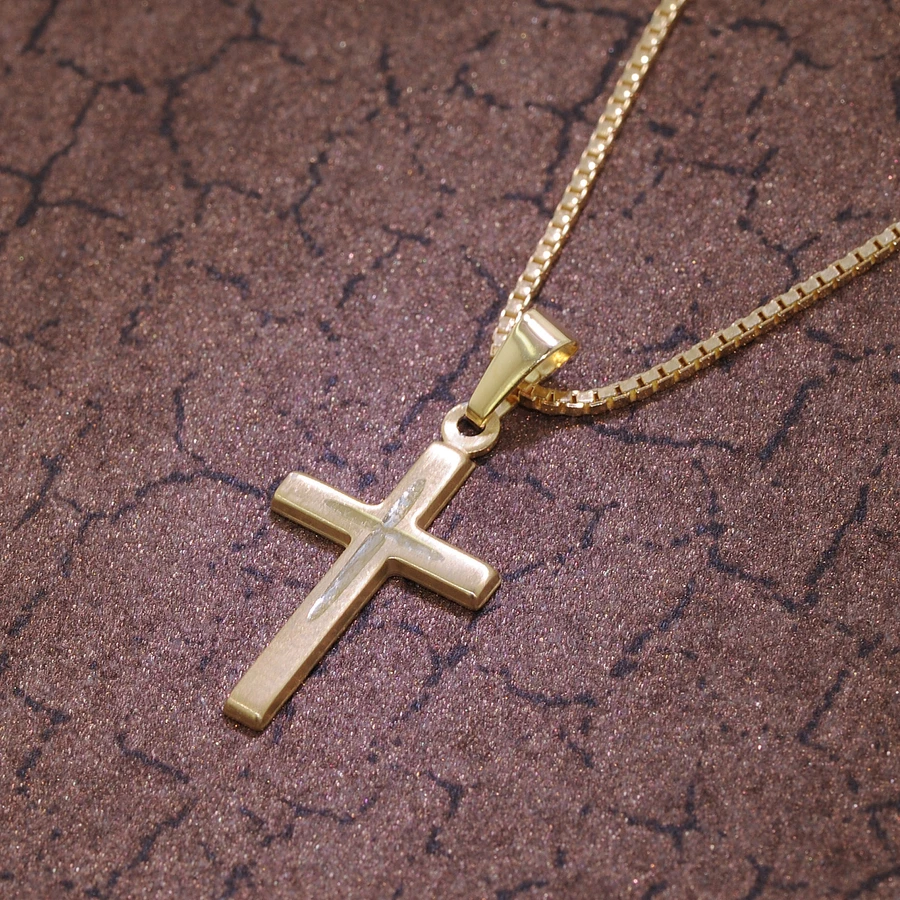trendor Kreuz-Anhänger Gold 333 8 Kt. + Goldplattierte Silber-Halskette gold