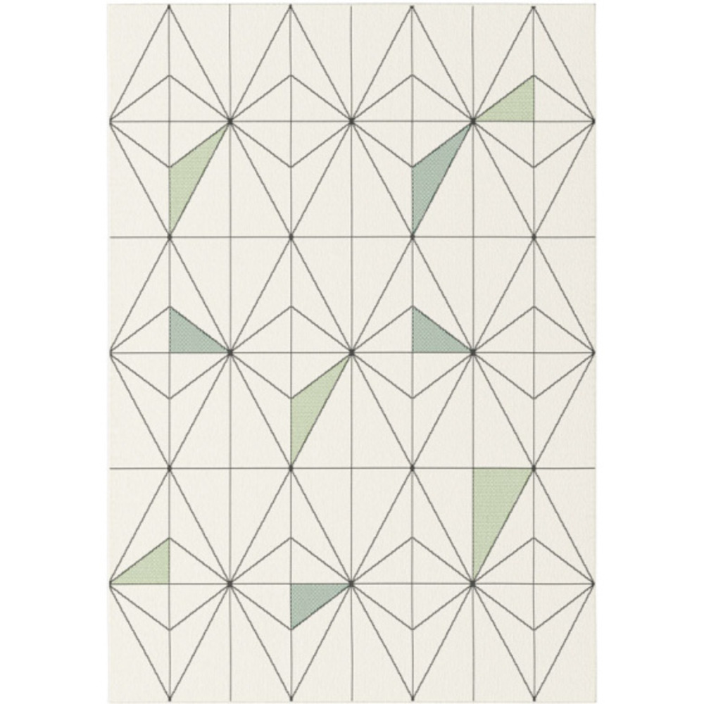 Tapis d'intérieur ou d'extérieur - prisme - blanc cassé et vert - 120 x 170 cm
