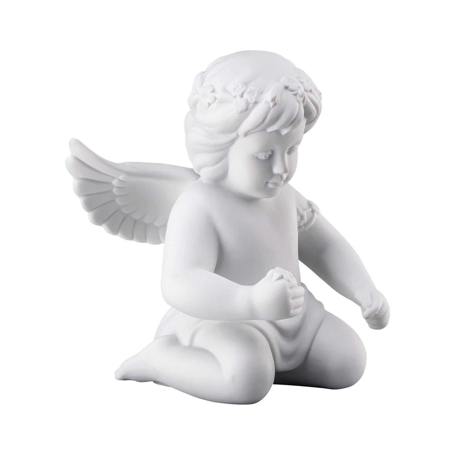 Angels Weiss matt Engel mit Blumenkranz