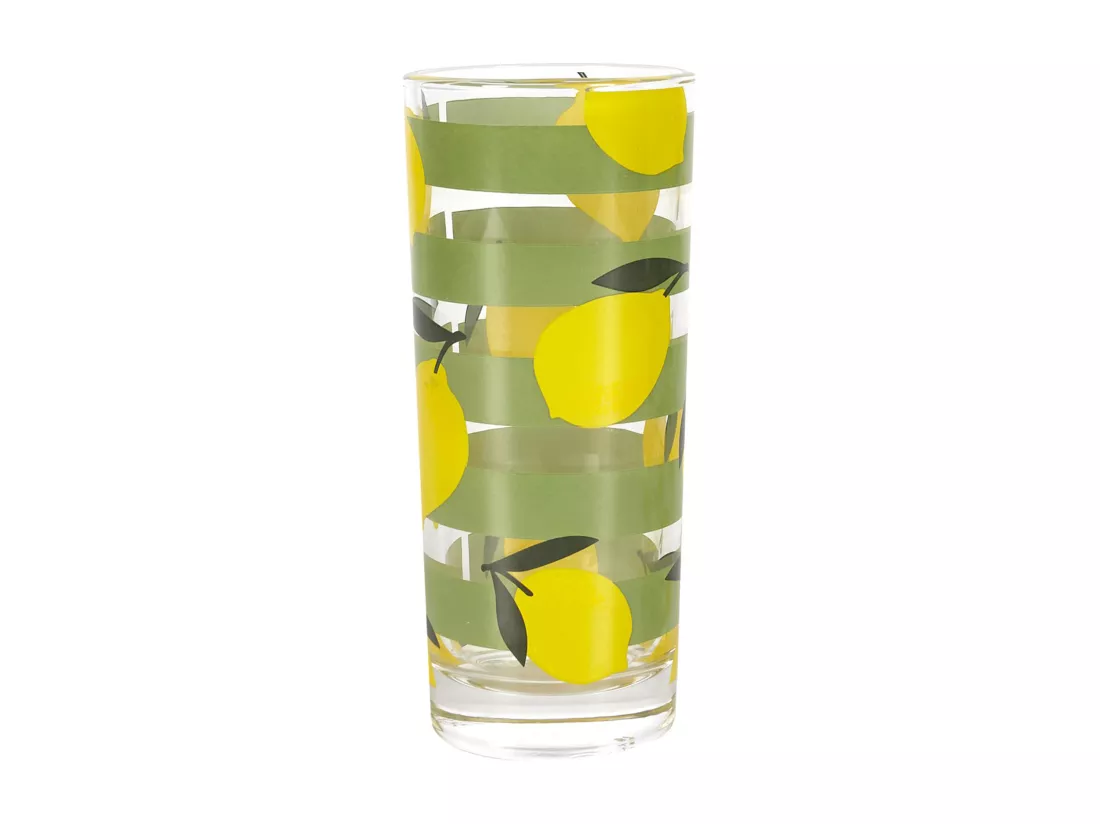 Lot de 3 verres à eau collection LIMONE motifs citrons jaune