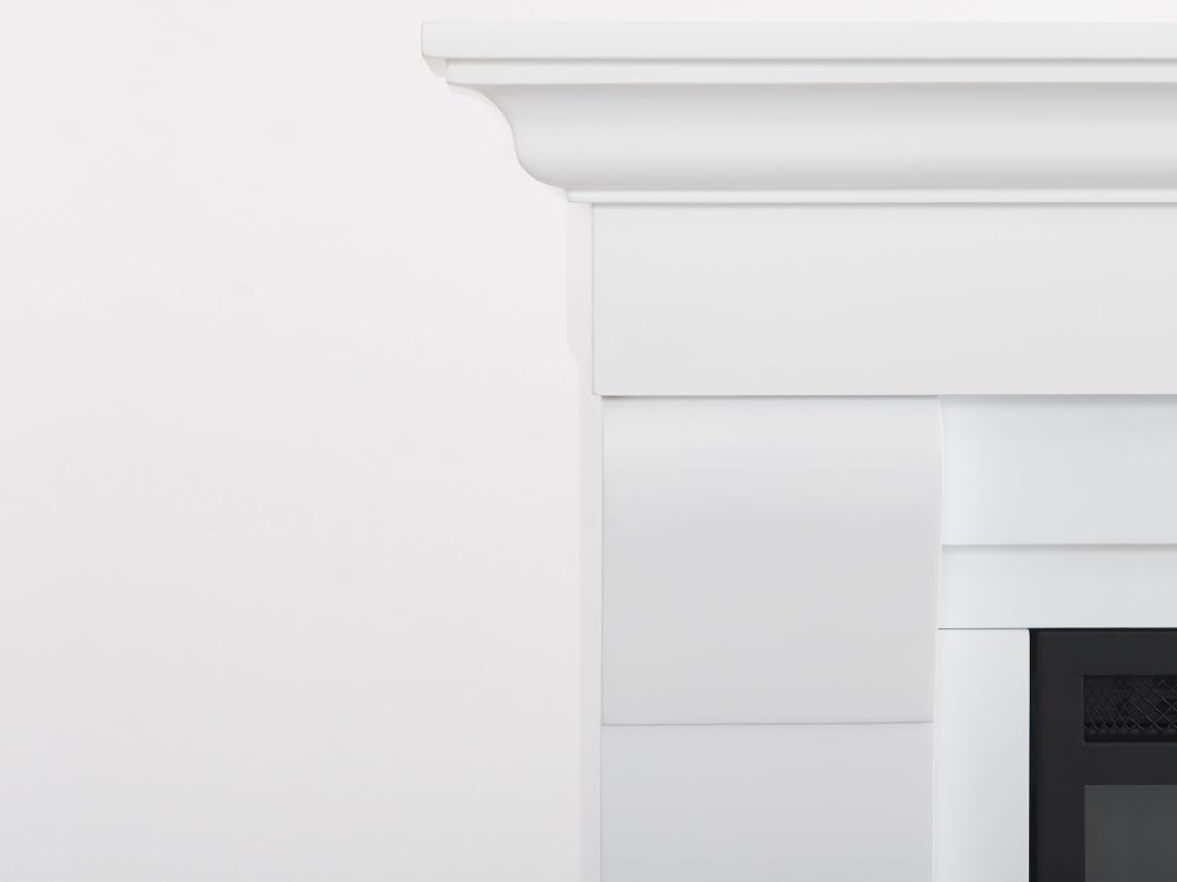 Elektrokamin Albion AF24, Elektrischer Standkamin mit Heizung 1800 W, realistischer 3D-Flammeneffekt, LED-Beleuchtung, Fernbedienung, Timer, Thermostat, Knistereffekt, MDF (Weiß)