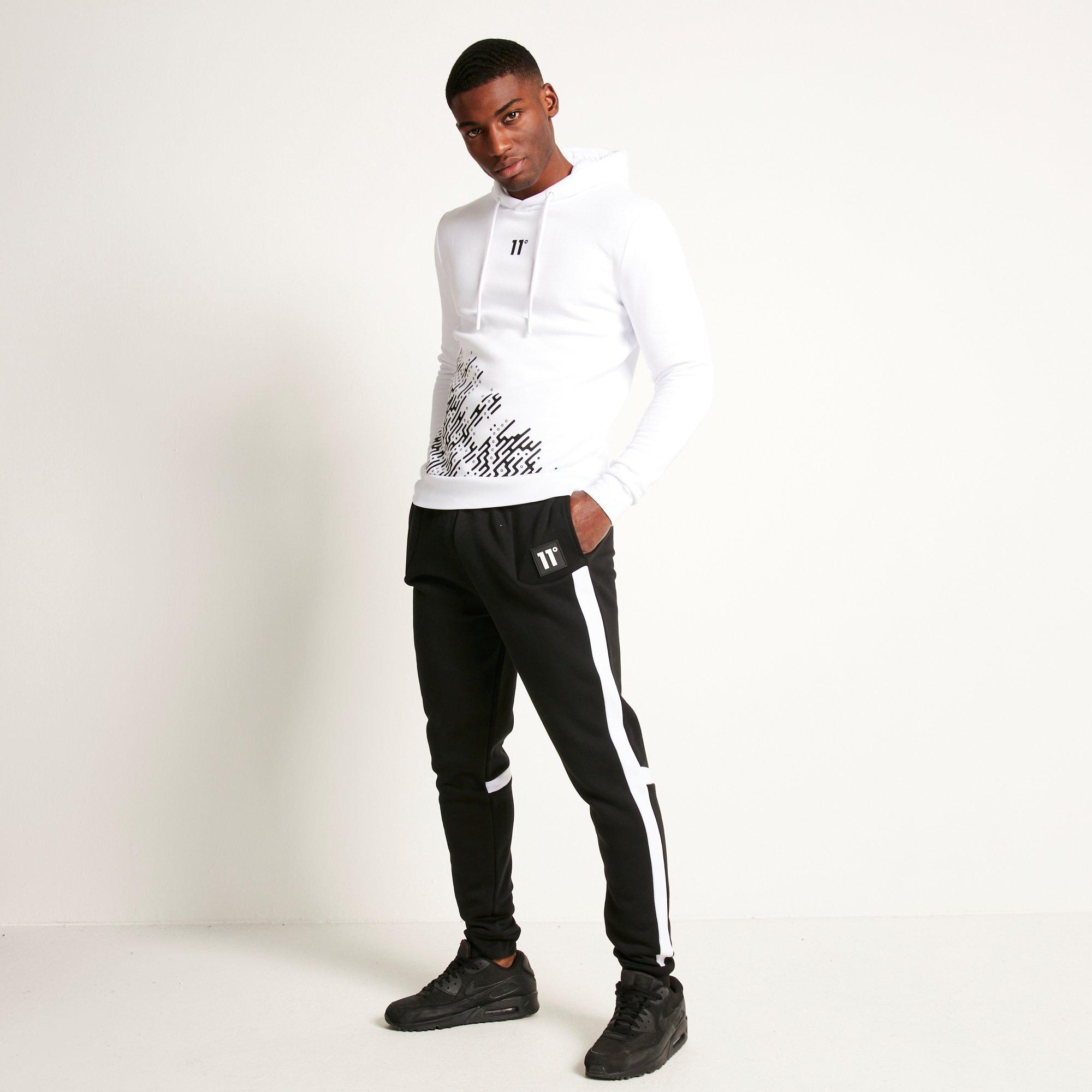 11 Degrees 11D Cut and Sew Regular Fit Joggers Black  White