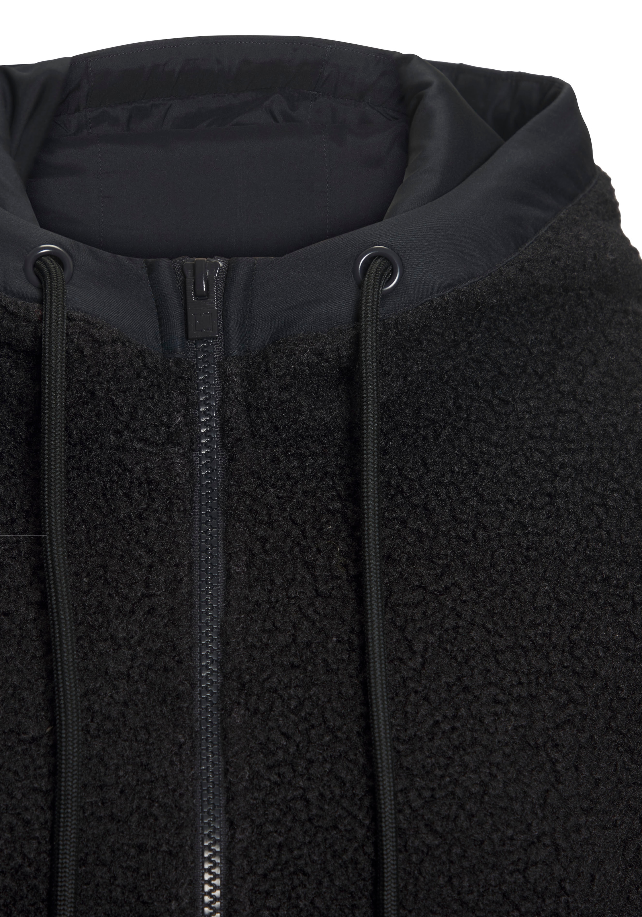 Elbsand Fleecejacke mit Kapuze Übergangsjacke aus Teddy-Fleece mit verstellbarer Kapuze