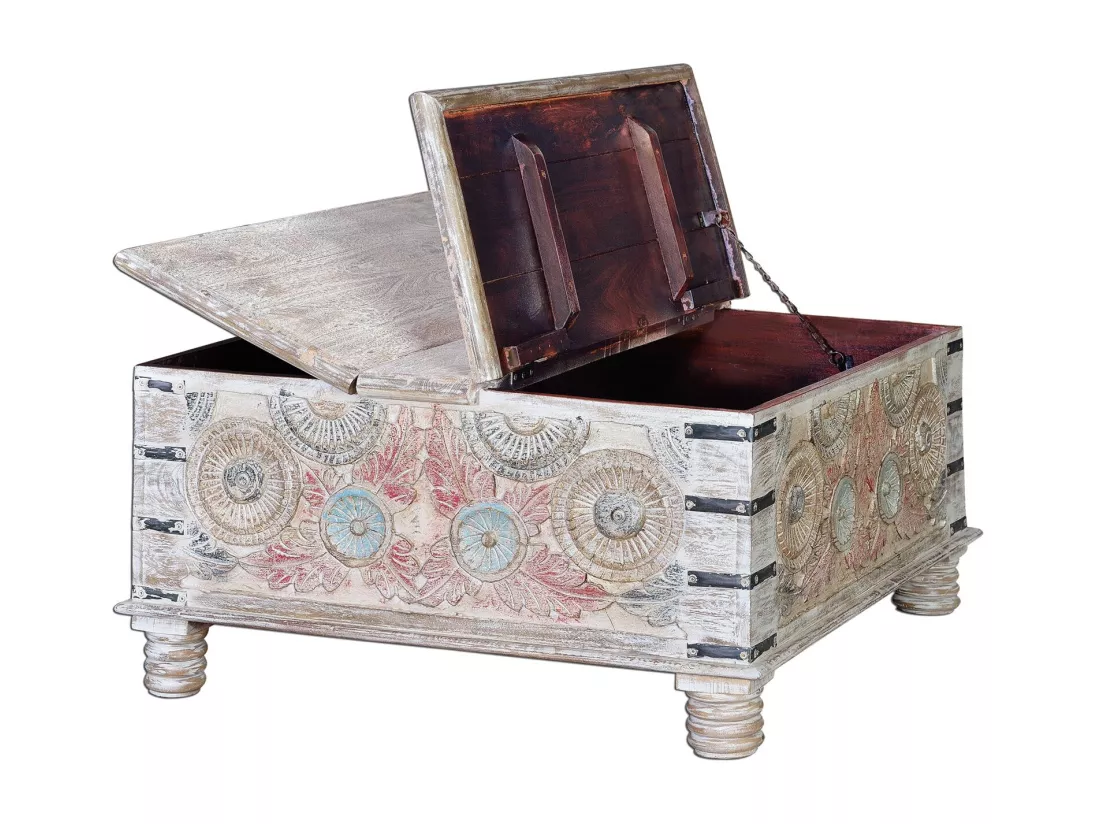 Table basse en manguier multicolore MULTICOLOR.Giner y Colomer.45x90x90