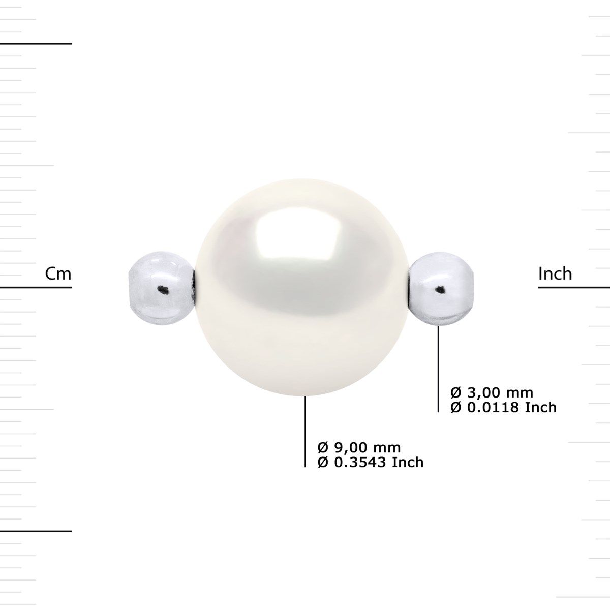 Collier Perle d'Eau Douce Ronde 9-10 mm Blanche Nylon Noir Argent 925