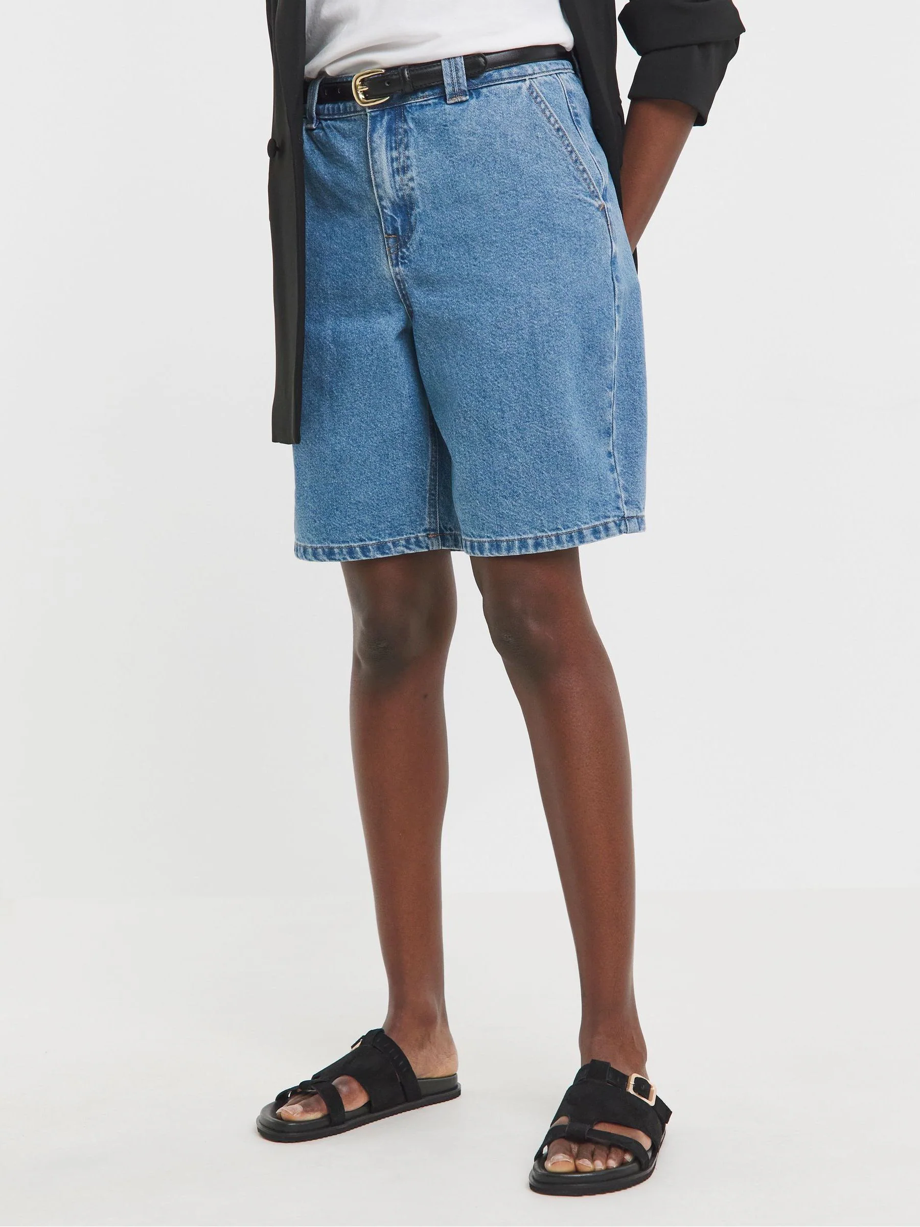 JD Williams 100% Cotton Drape Bermuda Denim Shorts