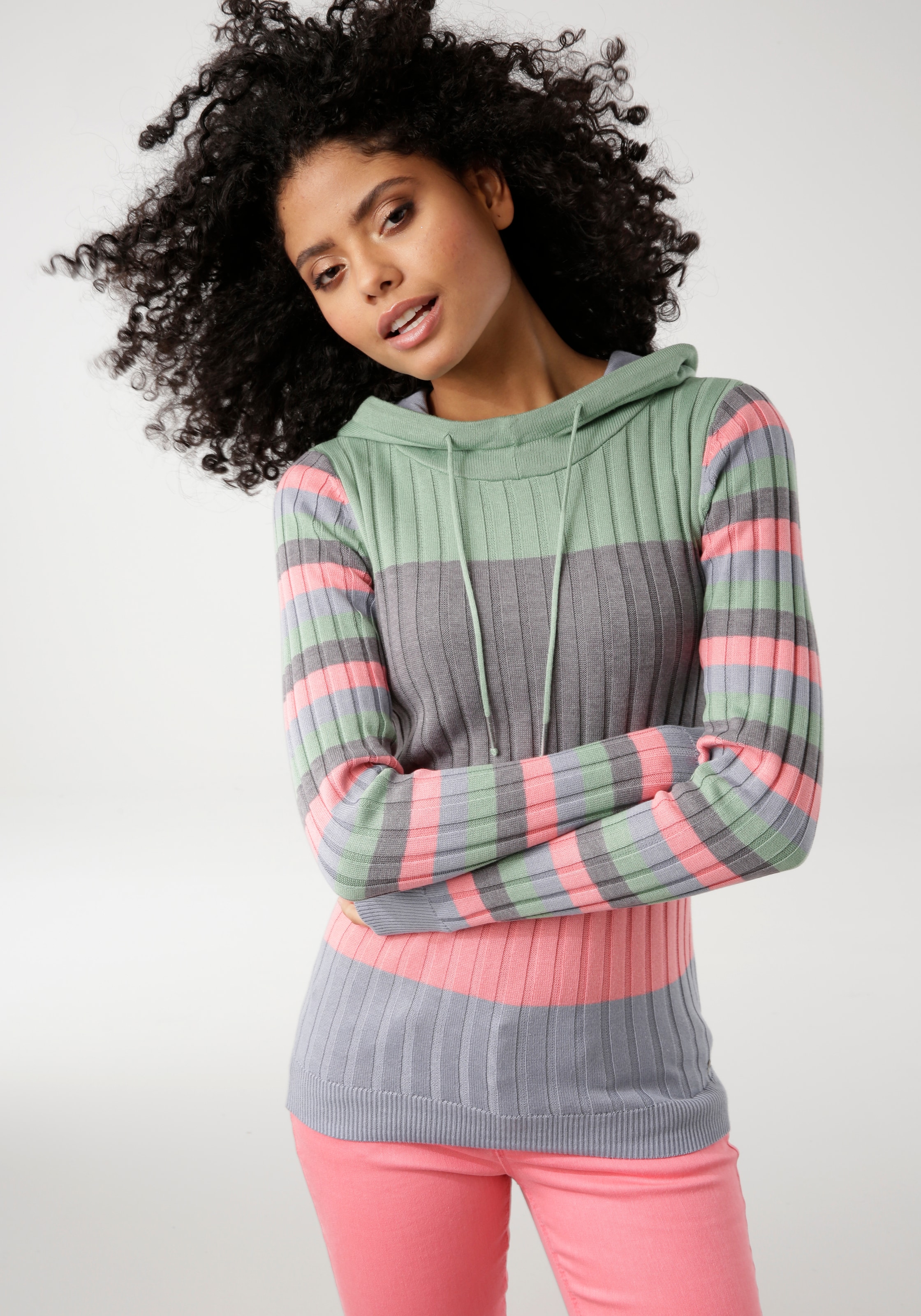 KangaROOS Kapuzenpullover , mit trendigem Colorblocking in verschiedenen Streifenbreiten