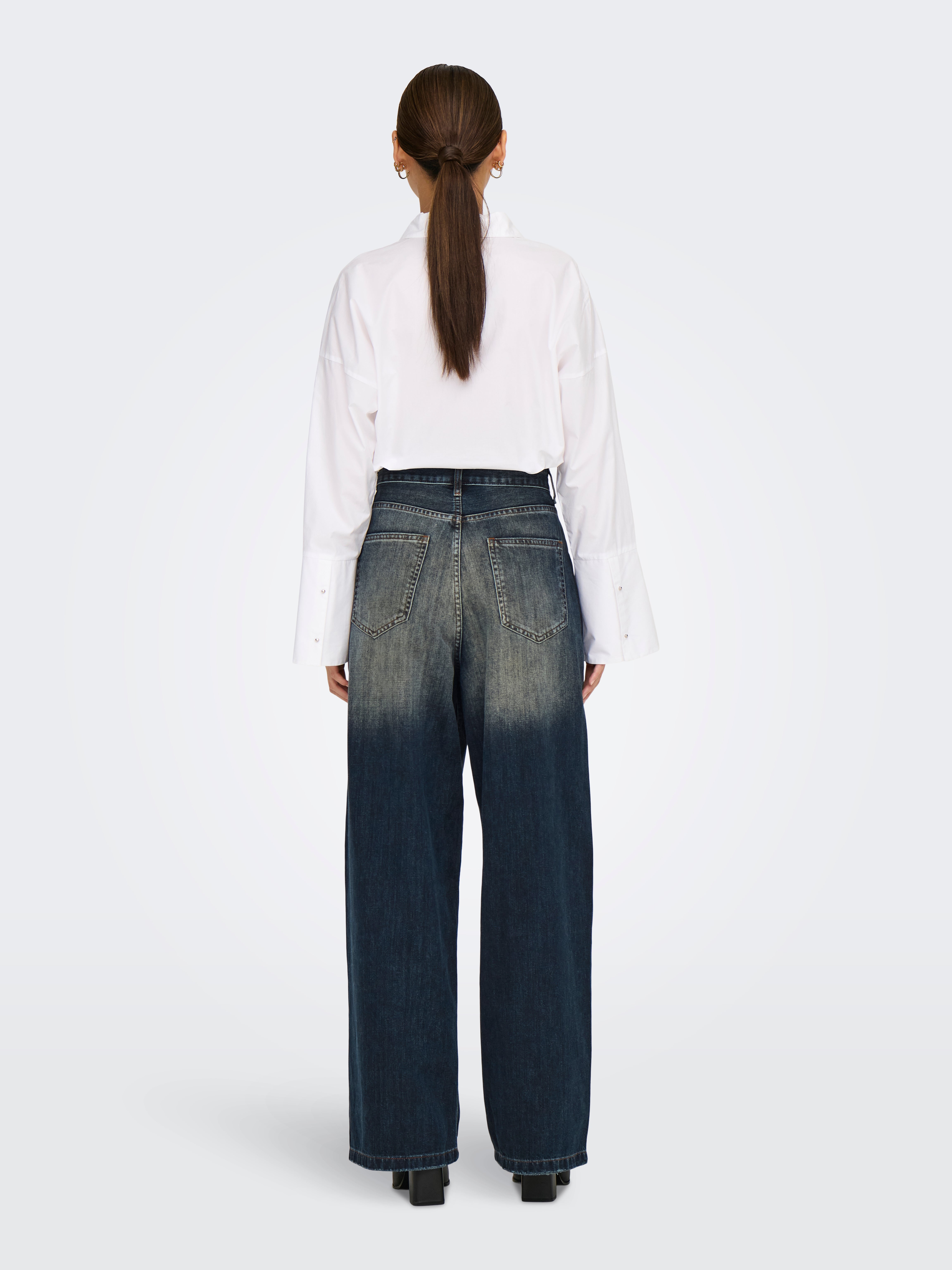 ONLDEMI Mittlere Taille Weiter Beinschnitt Jeans Dark Blue Denim