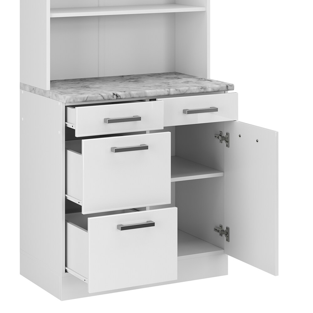 Vicco Buffetküche Küchenzeile Küchenblock R-Line Weiß Hochglanz modern 80 cm Arbeitsplatte Küchenschränke Küchenmöbel
