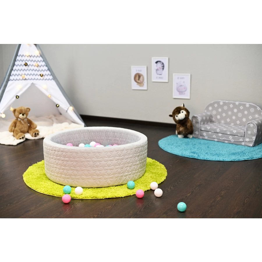 knorr toys® Bällebad soft - Cosy geo grey - 300 balls rosecremelightblue grau