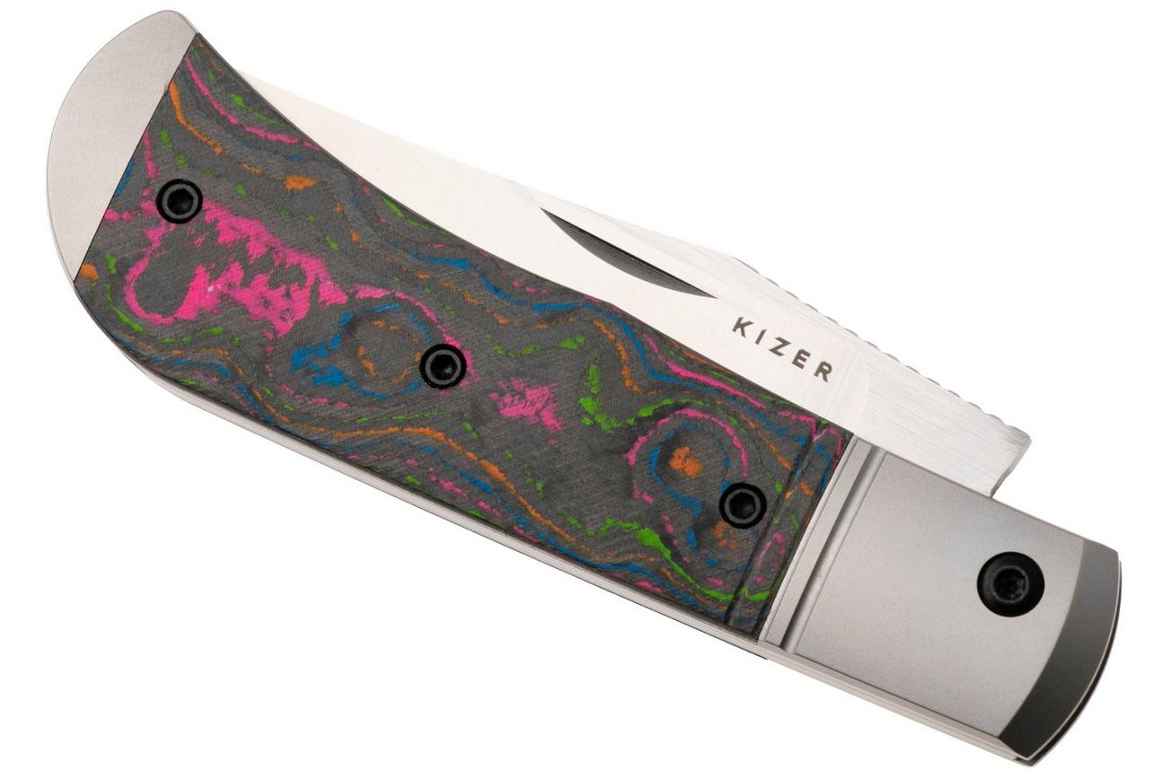 Kizer Trestle KI3761A2 Hand Brushed M390, Titanium Camo 80's Carbonfiber Inlay, zakmes, Azo design