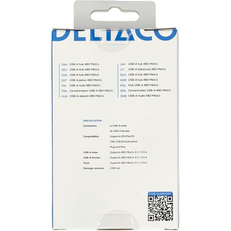 Deltaco USB-A hub 4-port